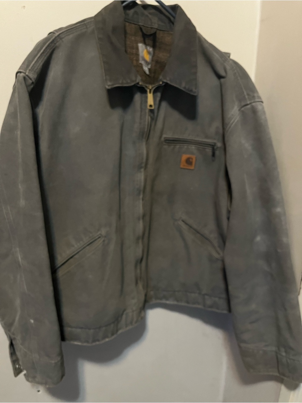 Carhartt Gray Work Jacket with Dark Collar